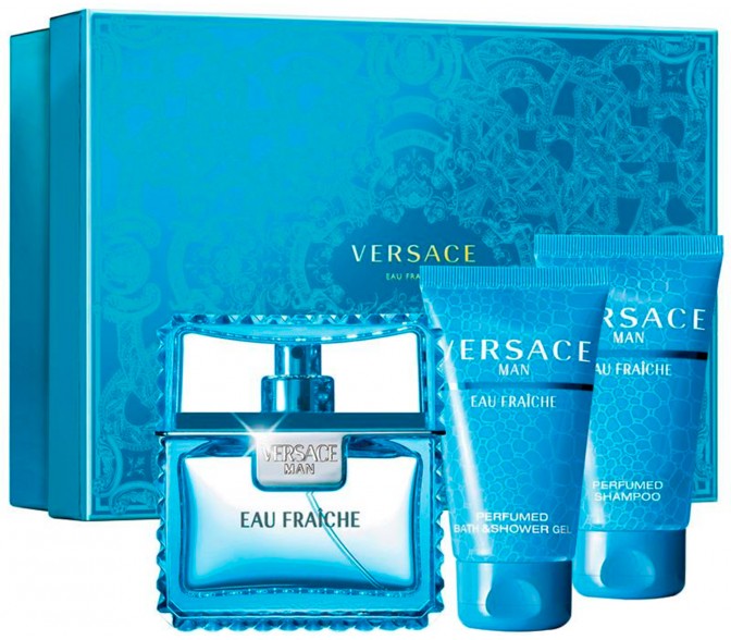 Подарочный набор Versace Man Eau Fraiche set (50ml edt+50ml s/g+50ml shampoo)