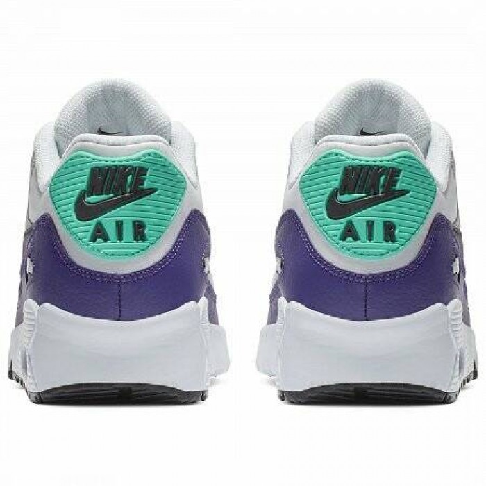 Кроссовки Nike NIKE AIR MAX 90 LEATHER (GS) (Цвет White-Black-Hyper Jade-Court Purple)
