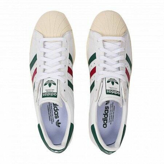 Кроссовки Adidas Originals SUPERSTAR 80S (Цвет White-Green-Red)