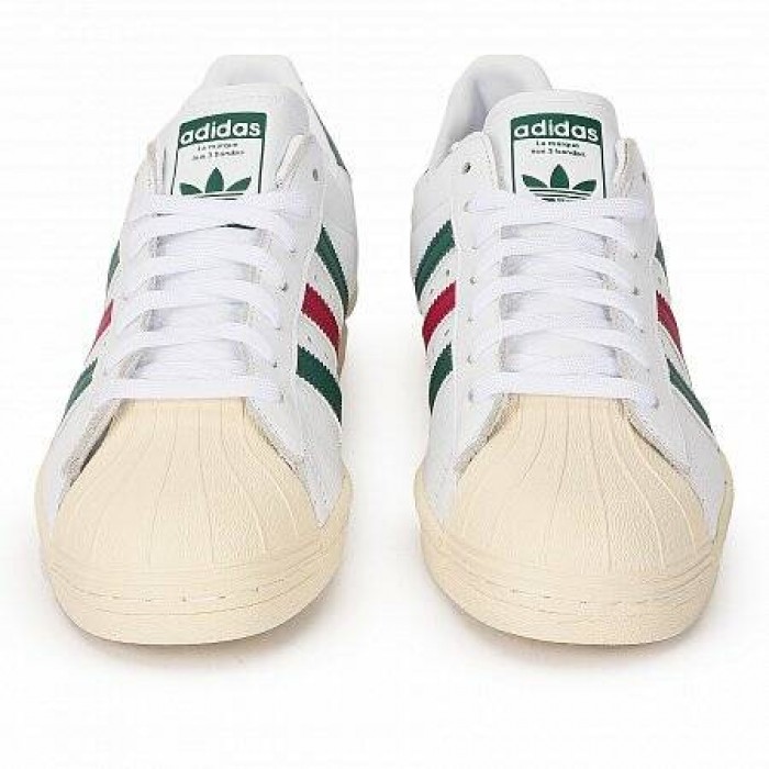 Кроссовки Adidas Originals SUPERSTAR 80S (Цвет White-Green-Red)